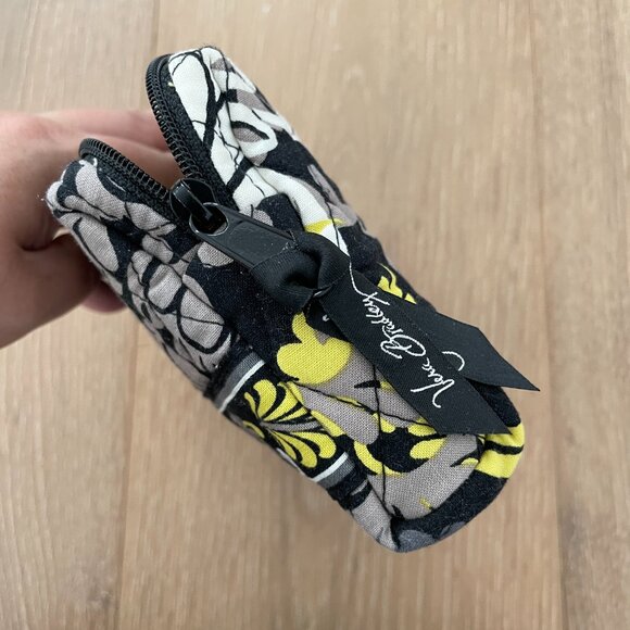 Vera Bradley Medium Cosmetic Pouch Baroque Black Yellow Toiletry Makeup Bag - Picture 10 of 16